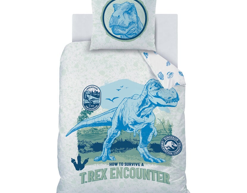 Jurassic World Dekbedovertrek, Encounter - 140x200cm + 1 x 63x63cm - Katoen