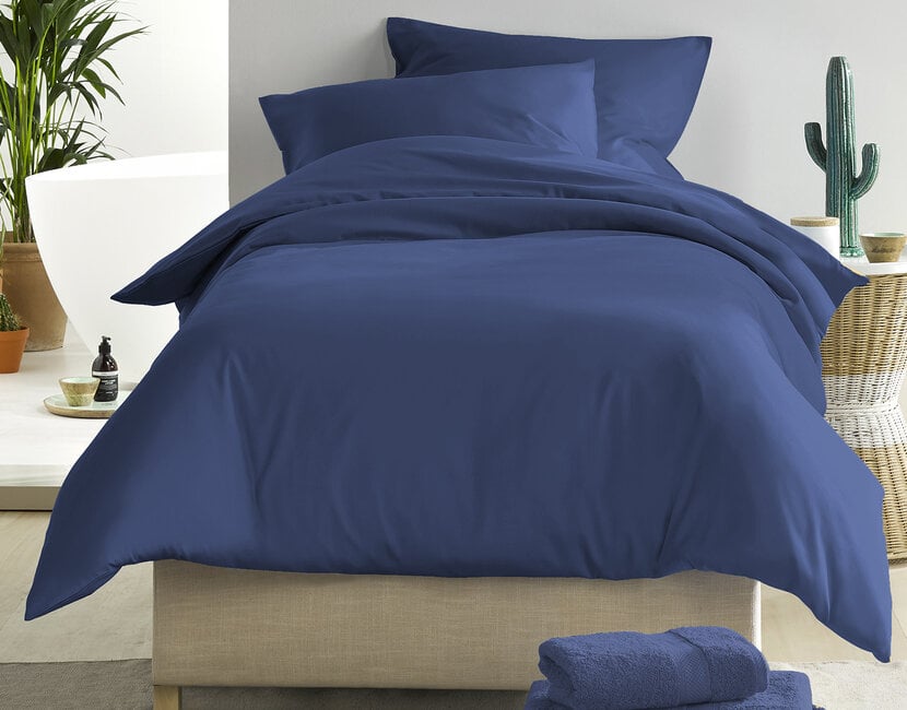De Witte Lietaer Dekbedovertrek, Olivia Blue Indigo - 140 x 200/220 + 60 x 70 cm - Katoen Satijn