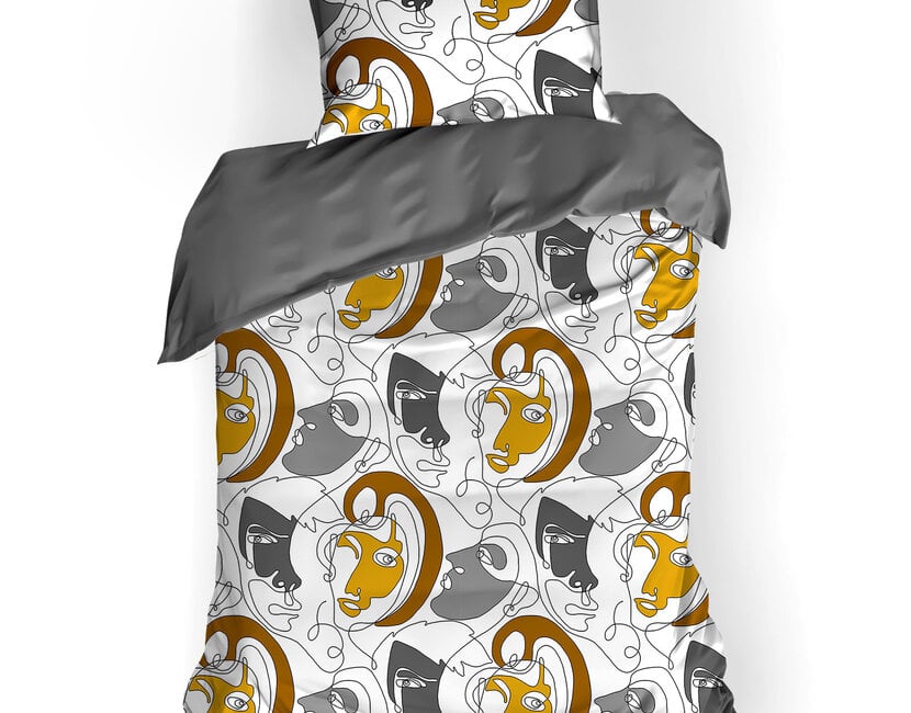 De Witte Lietaer Dekbedovertrek Katoen Satijn, Anastasia Golden Yellow - 140 x 200/220 + 60 x 70 cm