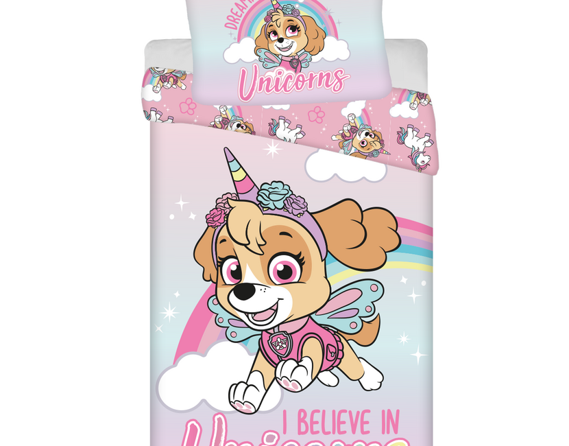 PAW Patrol Dekbedovertrek, I Believe in Unicorns - Eenpersoons - 140 x 200 + 70 x 90 cm  - Katoen
