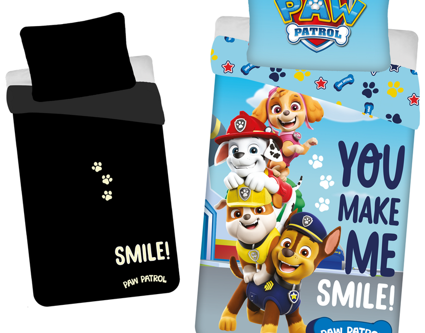 PAW Patrol Dekbedovertrek Glow in the Dark, Smile - Eenpersoons - 140 x 200 + 70 x 90 cm  - Katoen