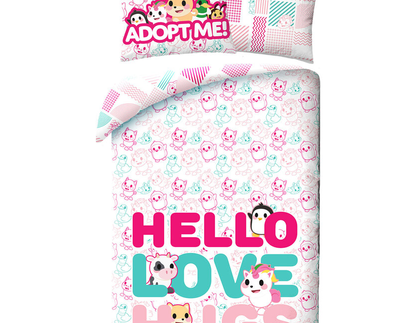 Adopt Me! Dekbedovertrek, Hello - Eenpersoons - 140 x 200 cm - Katoen