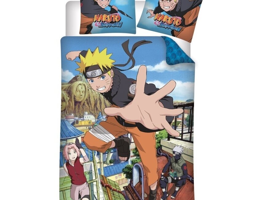 Naruto Dekbedovertrek, Shippuden - Eenpersoons - 140 x 200 cm + 65 x 65 cm - Katoen