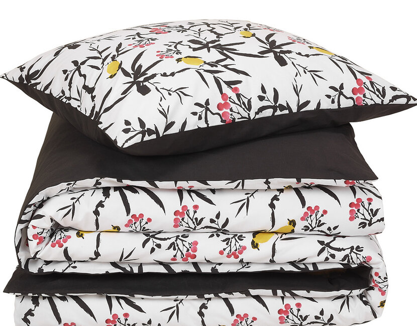 De Witte Lietaer Dekbedovertrek Aiko, Black Stroke - Eenpersoons - 140 x 220 cm + 60 x 70 cm - Katoen Percal