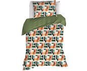 De Witte Lietaer Dekbedovertrek Lisboa, Grenoble Green - Eenpersoons - 140 x 220 cm + 60 x 70 cm - Katoen Percal