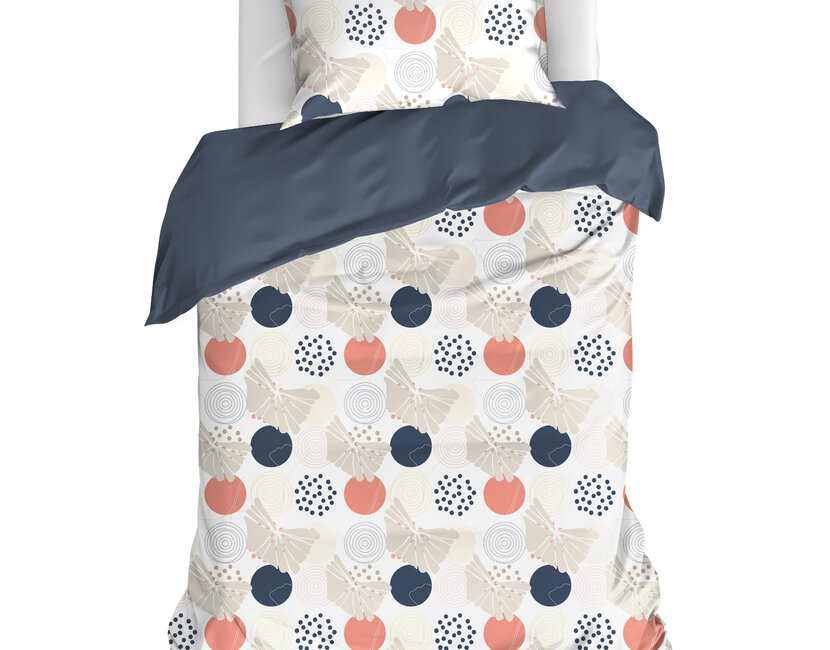 De Witte Lietaer Dekbedovertrek Hermes, Lyon Blue - Eenpersoons - 140 x 220 cm + 60 x 70 cm - Katoen Percal