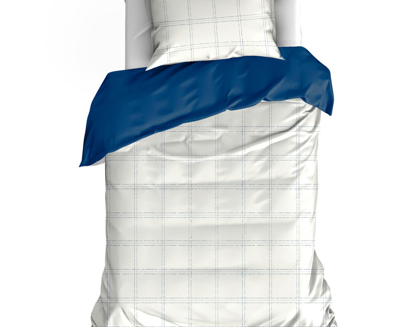 De Witte Lietaer Dekbedovertrek Juul Blue Indigo - 140 x 200/220 + 60 x 70 cm - Katoen Satijn