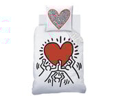 Keith Haring Dekbedovertrek Red Love - 140 x 200 + 63 x 63 cm - Katoen