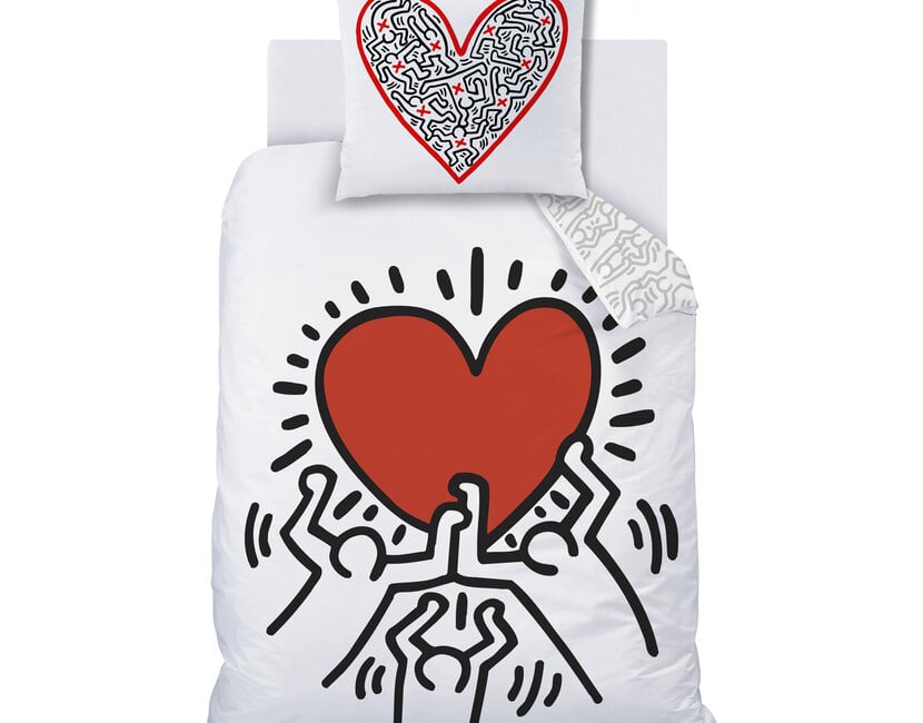 Keith Haring Dekbedovertrek Red Love - 140 x 200 + 63 x 63 cm - Katoen