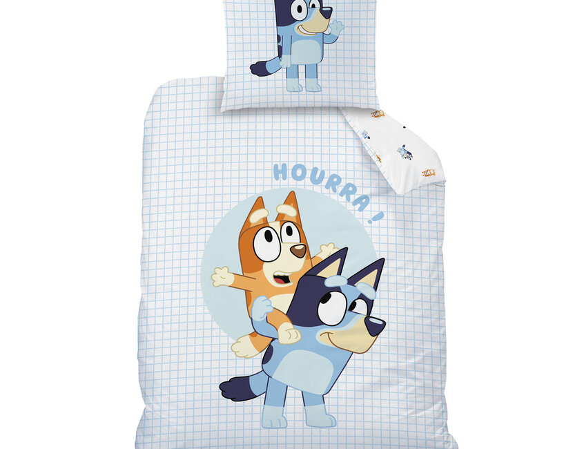Bluey Dekbedovertrek, Hoera - Eenpersoons - 140 x 200 + 63 x 63 cm - Katoen