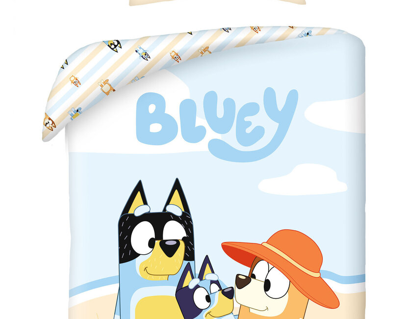 Bluey dekbedovertrek, Beach Time - Eenpersoons - 140 x 200 cm / 70 x 90 cm - Katoen