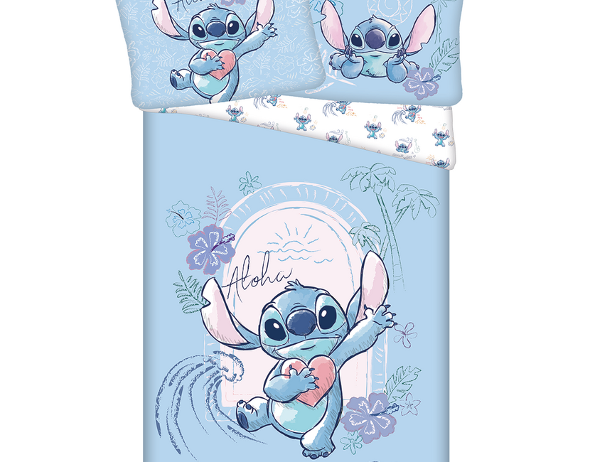 Disney Lilo & Stitch Dekbedovertrek, Wave - Eenpersoons 140 x 200 + 70 x 90 cm - Katoen