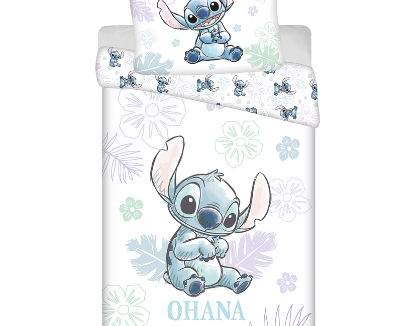 Disney Lilo & Stitch Dekbedovertrek, Ohana- Eenpersoons 140 x 200 + 70 x 90 cm - Katoen