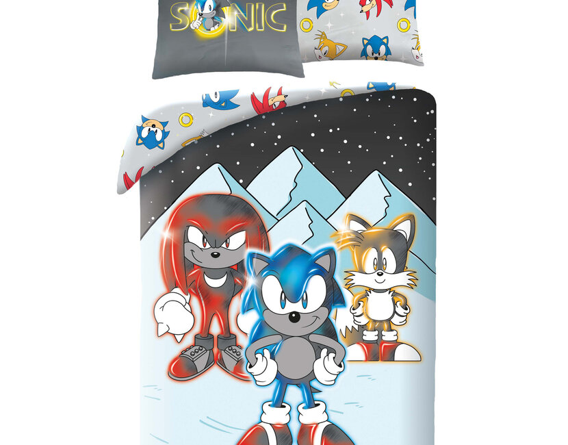 Sonic the Hedgehog Dekbedovertrek, Friends - Eenpersoons - 140 x 200 + 70 x 90 cm - Polyester