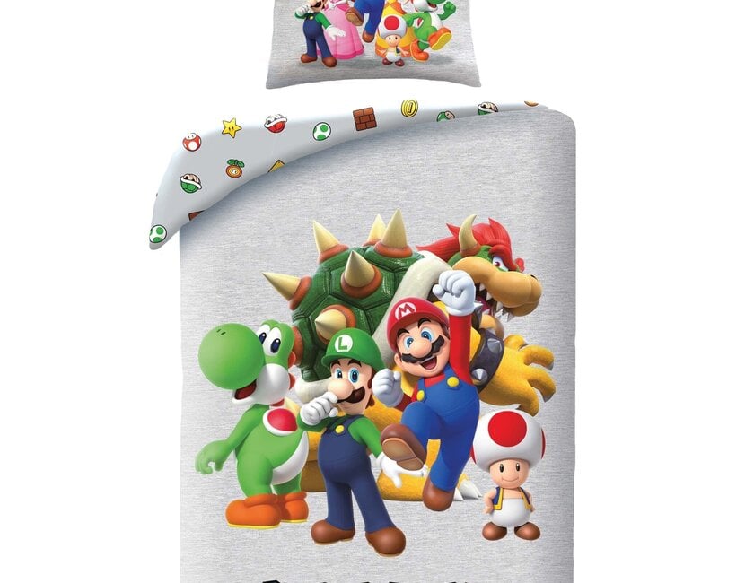 Super Mario Dekbedovertrek, Family - Eenpersoons - 140 x 200 + 70 x 90 cm - Polyester