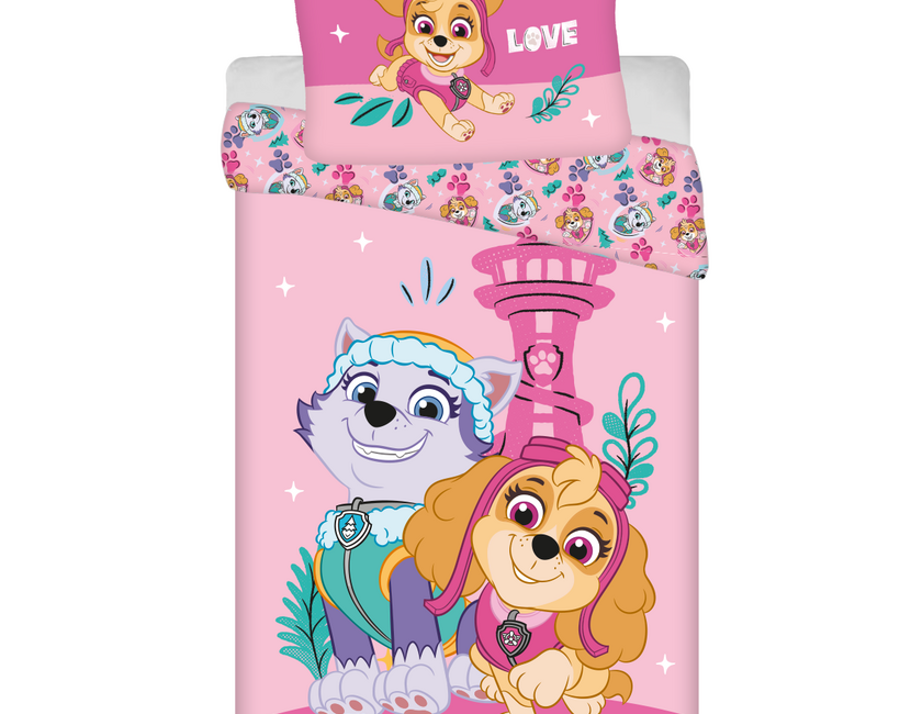 PAW Patrol Dekbedovertrek, Love - Eenpersoons - 140 x 200 + 70 x 90 cm - Polyester