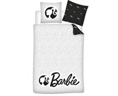 Barbie Dekbedovertrek, Black White - Eenpersoons - 140 x 200 + 63 x 63 cm - Polyester