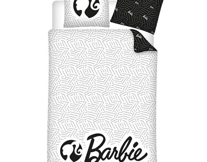 Barbie Dekbedovertrek, Black White - Eenpersoons - 140 x 200 + 63 x 63 cm - Polyester