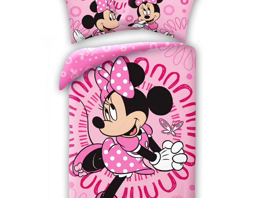 Disney Minnie Mouse Dekbedovertrek, Roze - Eenpersoons - 140 x 200 + 70 x 90 cm  - Katoen