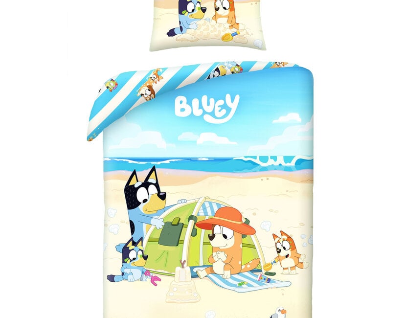 Bluey Dekbedovertrek, Beach - Eenpersoons - 140 x 200 + 70 x 90 cm  - Katoen