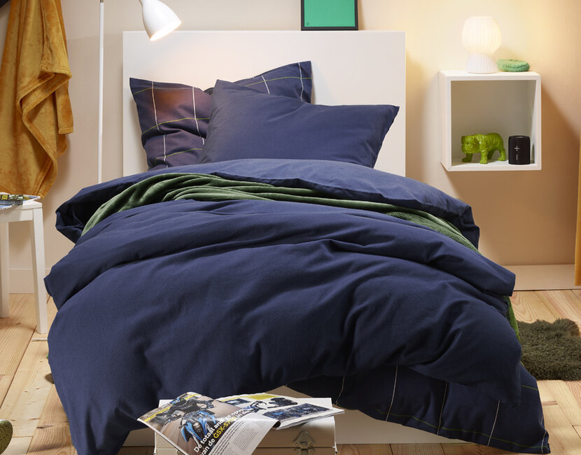 Moodit Dekbedovertrek, Freya Evening Blue - 140 x 220 + 60 x 70 cm - Katoen Flanel