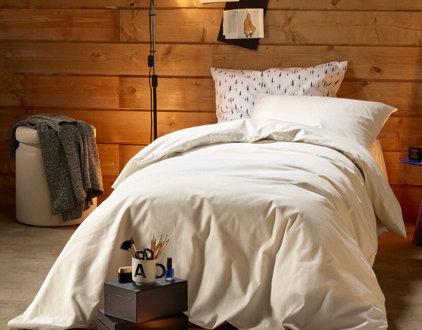 Moodit Dekbedovertrek, Freya Cream - 140 x 220 + 60 x 70 cm - Katoen Flanel