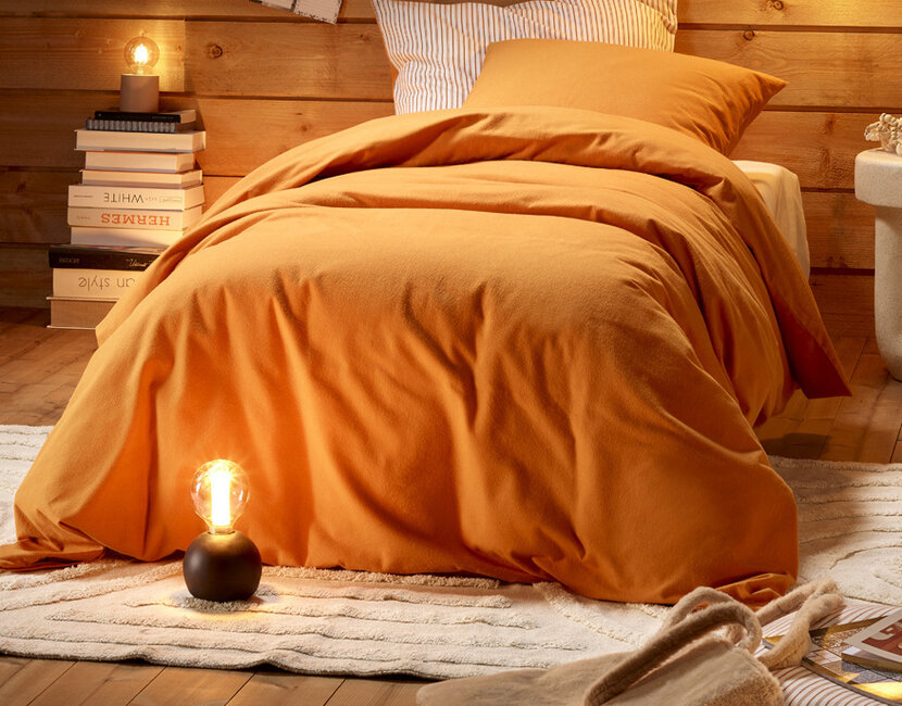 De Witte Lietaer Dekbedovertrek, Laura Copper - 140 x 220 cm + 60 x 70 cm - 100% Katoen Flanel