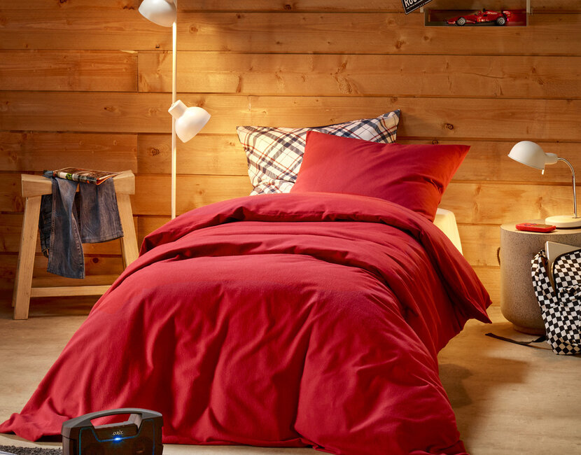 De Witte Lietaer Dekbedovertrek, Laura Burgundy - 140 x 220 cm + 60 x 70 cm - 100% Katoen Flanel