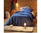 De Witte Lietaer Dekbedovertrek, Laura Blue Indigo - 140 x 220 cm + 60 x 70 cm - 100% Katoen Flanel