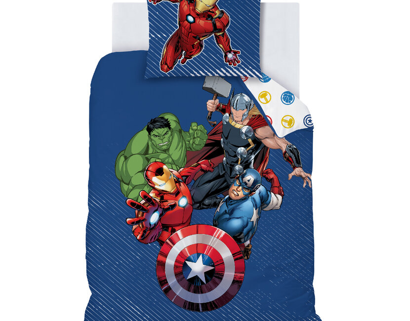 Marvel Avengers Dekbedovertrek, Team - 140 x 200 cm + 63 x 63 cm - Katoen