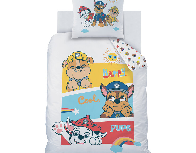PAW Patrol Dekbedovertrek, Happy - 140 x 200 cm + 63 x 63 cm - Katoen