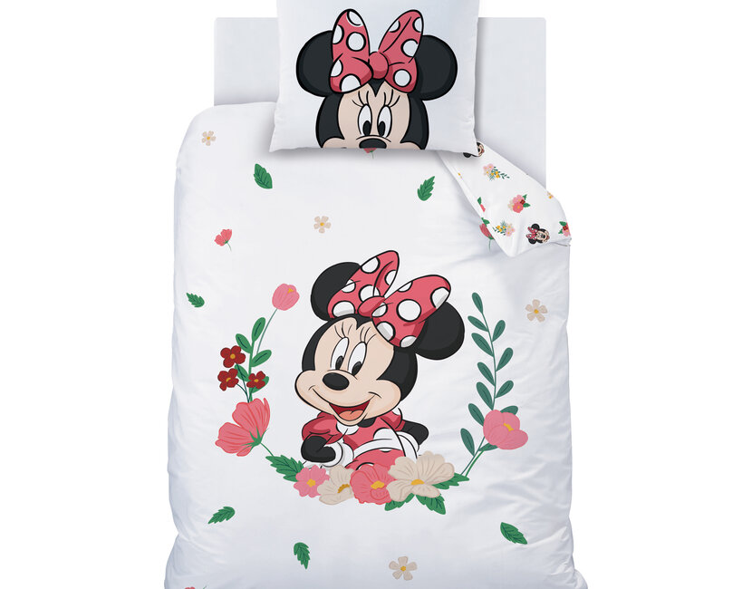 Disney Minnie Mouse  Dekbedovertrek, Flower - 140 x 200 cm + 63 x 63 cm - Katoen
