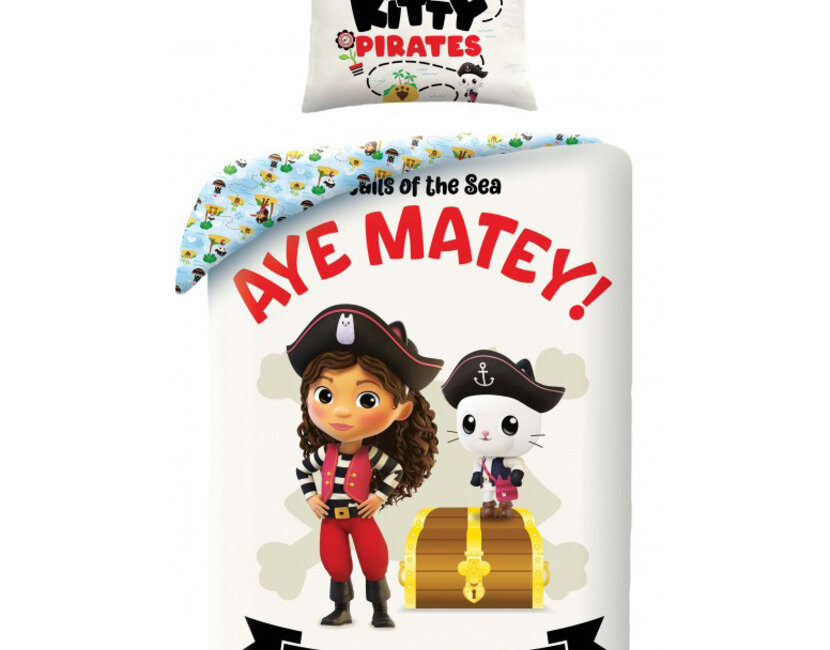 Gabby's poppenhuis Dekbedovertrek Kitty Pirates - Eenpersoons - 140 x 200 cm + 70 x 90 cm Katoen