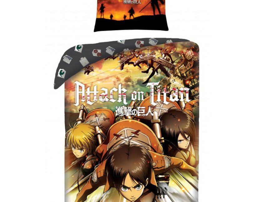 Attack on Titan Dekbedovertrek, Eren - 140 x 200 cm + 70 x 90 cm - Katoen