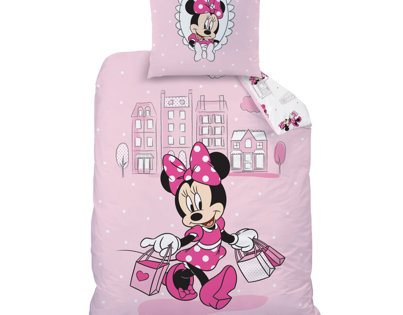 Disney Minnie Mouse Dekbedovertrek, Shopping - 140x200 cm + 1 x 63x63cm - Katoen