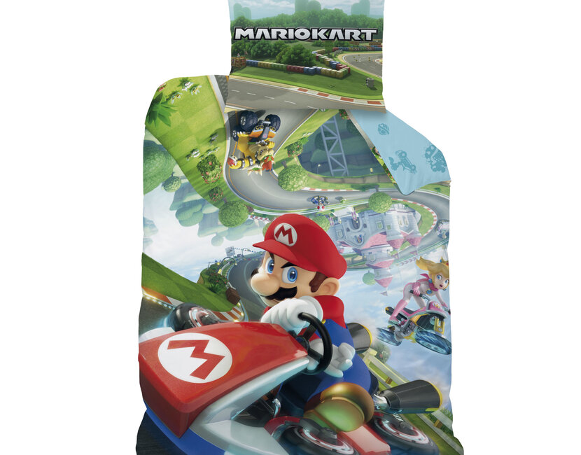 Super Mario Dekbedovertrek, Upsidedown - Eenpersoons - 140 x 200 cm - Katoen