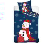 Kerst Dekbedovertrek, Sneeuwman - 140 x 200 + 60 x 70 cm - Katoen