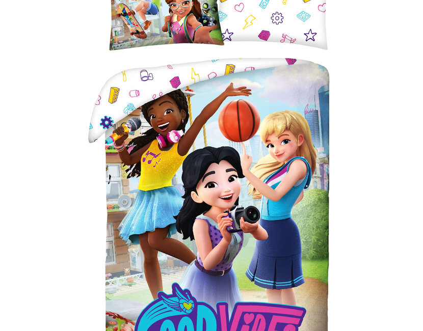 Lego Friends Dekbedovertrek Good Vibes  - 140 x 200 cm + 70 x 90 cm - Katoen