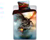 Draak Dekbedovertrek, Fire Dragon - 140 x 200 cm + 70 x 90 cm - Katoen