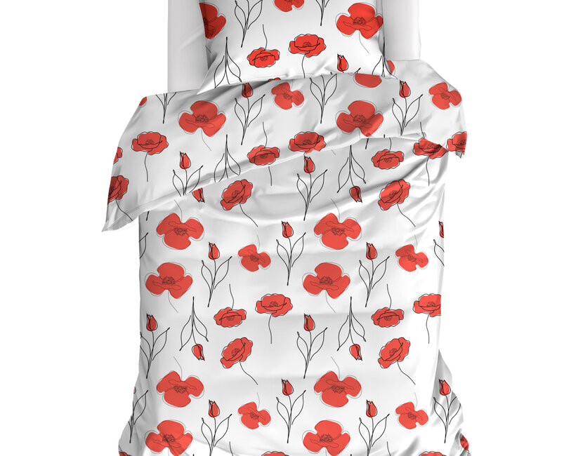 Moodit Dekbedovertrek, Odil Papaver - 140 x 220 + 60 x 70 cm - Katoen