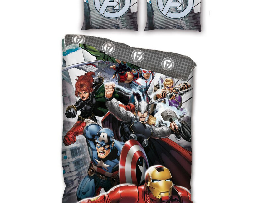 Marvel Avengers Dekbedovertrek, Dream Team - Eenpersoons - 140 x 200 cm + 63 x 63 cm  - Polyester