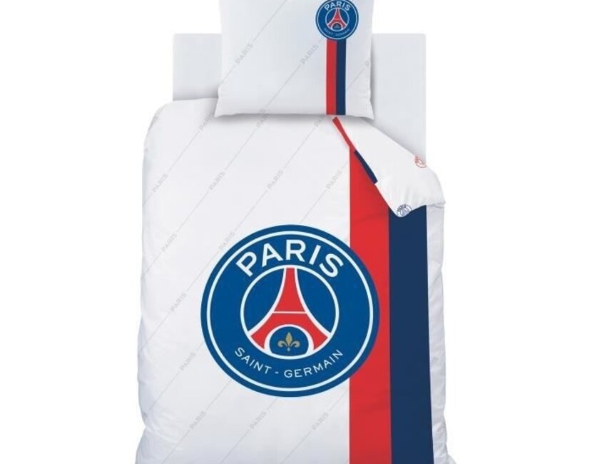 Paris Saint Germain Dekbedovertrek, Retro White - 140 x 200 cm + 63 x 63 cm - Katoen