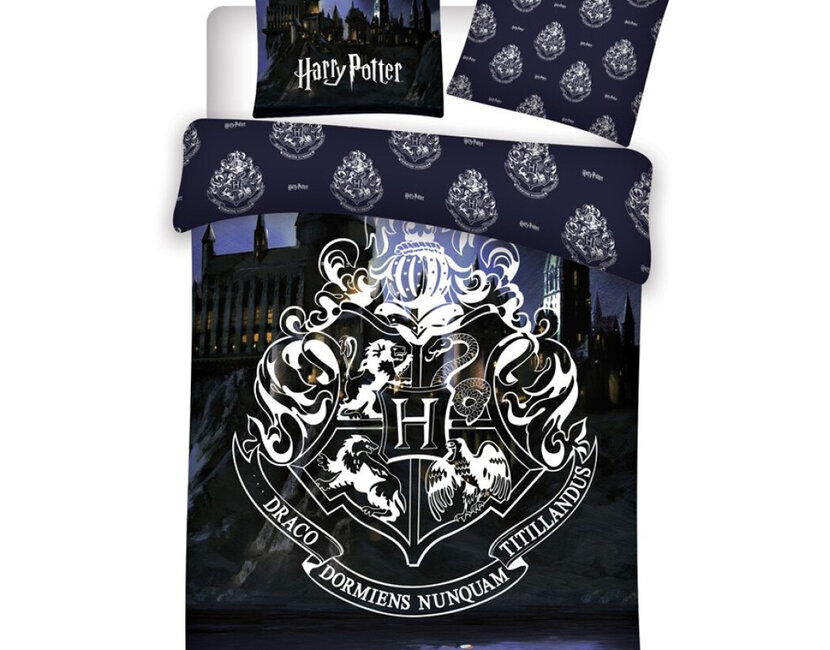 Harry Potter Dekbedovertrek, Logo - Eenpersoons - 140 x 200 cm + 63 x 63 cm - Polyester