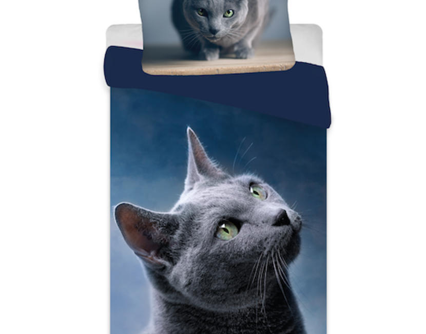 Animal Pictures Dekbedovertrek, Kat - 140 x 200 + 70 x 90 cm - Polyester