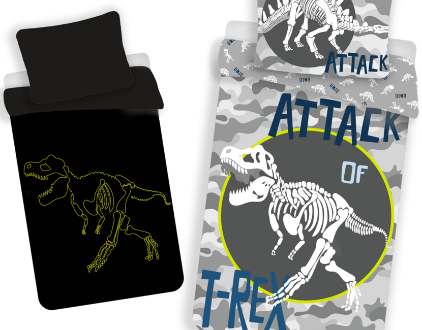 Dinosaurus Dekbedovertrek - T-Rex Glow in the Dark - 140 x 200 + 70 x 90 cm - Katoen
