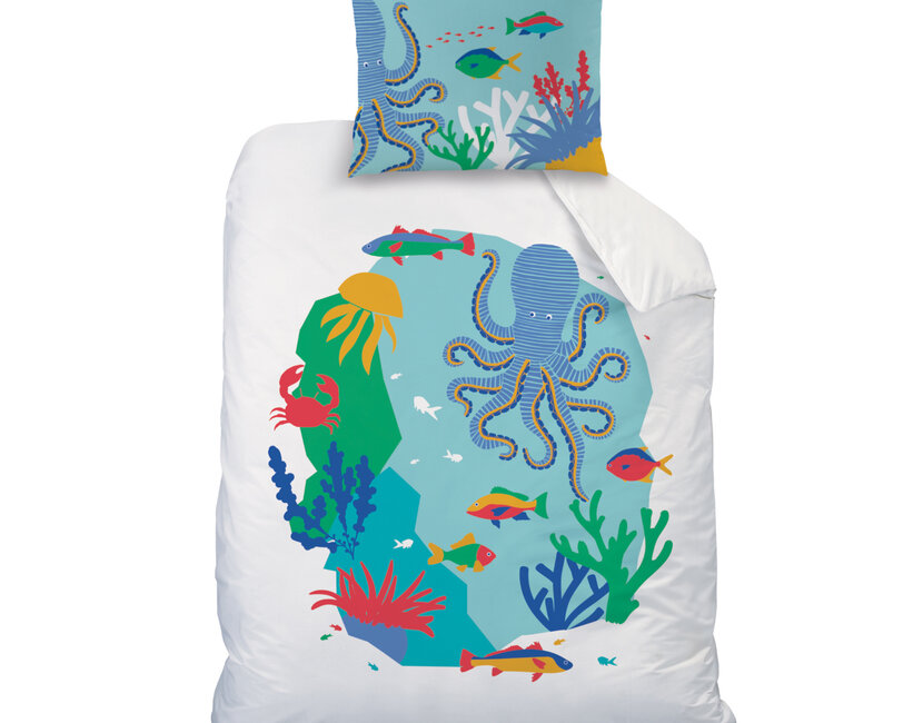 Matt & Rose Dekbedovertrek, Oceaan - 140 x 200 + 63 x 63 cm - Katoen