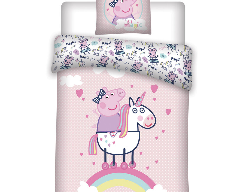 Peppa Pig Dekbedovertrek, Unicorn - 140 x 200 + 65 x 65 cm - Katoen