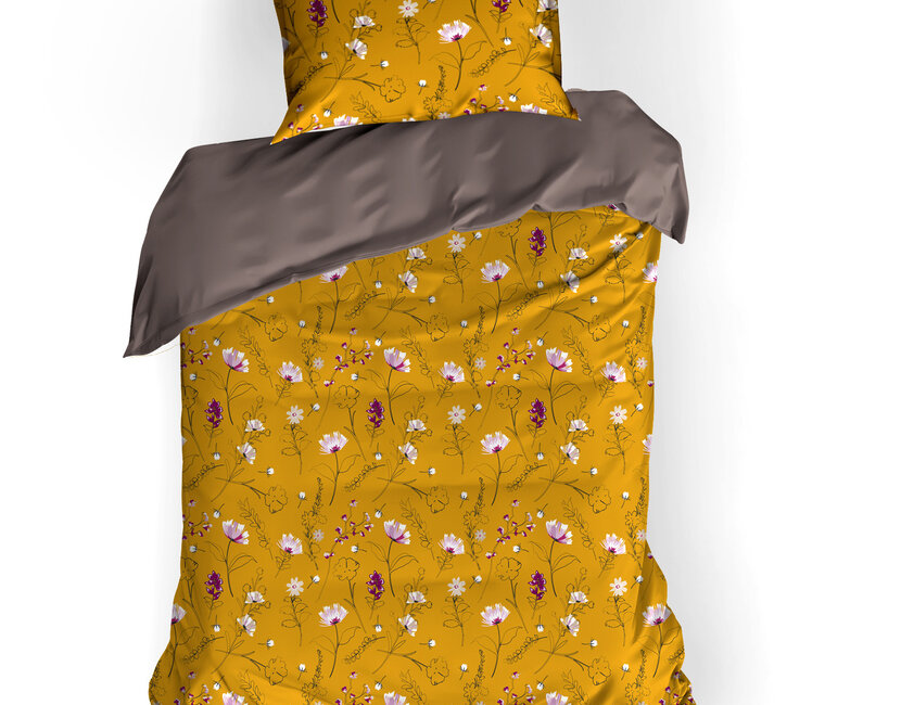 Dekbedovertrek Fleur 100% katoen satijn deep taupe 140x220 + 60x70