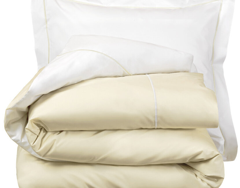 De Witte Lietaer Dekbedovertrek Katoen Perkal, Bumblebee White / Ivory - 140 x 200 + 60 x 70 cm