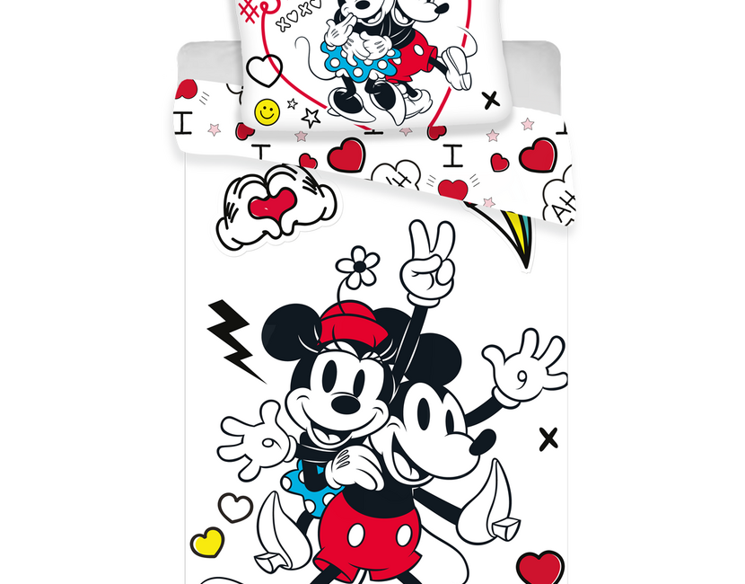 Disney Minnie Mouse Dekbedovertrek Retro Heart - 140 x 200 cm + 70 x 90 cm - Polyester